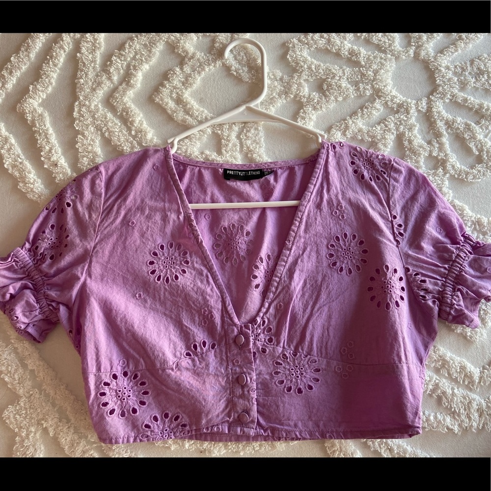 LILAC EMBROIDERED CROP TOP 💜